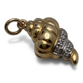 14k Yellow Gold & Diamond Seashell Pendant