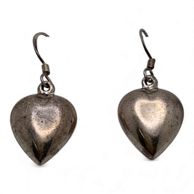 Pair Of Sterling Silver Heart Earrings
