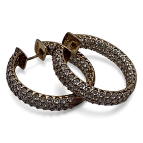 Pair Of Sterling & Cubic Zirconia Earrings