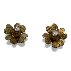 14k Gold & Diamond 4 Leaf Clover Earrings