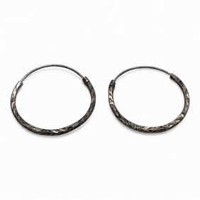 Pair Of Silver Hoop Earrings