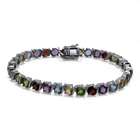 Sterling Silver Bracelet With Colored Stones