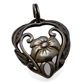 Sterling Silver Floral Heart Pendant