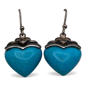 Pair Of Sterling Silver & Blue Stone Earrings