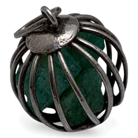 Silver Pendants With Green Stones