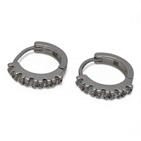 Pair Of Sterling Silver & Clear Stone Earrings