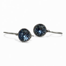 Pair Of Sterling Silver & Blue Stone Earrings