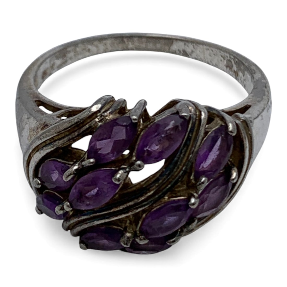 Sterling Silver Ring With Purple Stones (1 of 2)