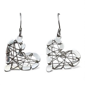 Pair Of Sterling Silver Heart Earrings