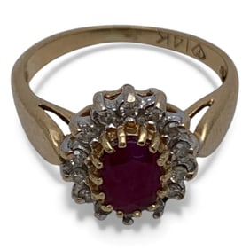 14k Gold, Diamond And Ruby Ring