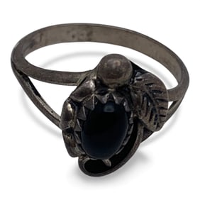 Silver Ring With Black Stone