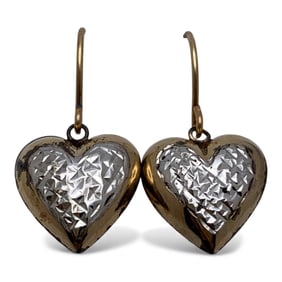 Sterling Silver Gold Tone Heart Earrings