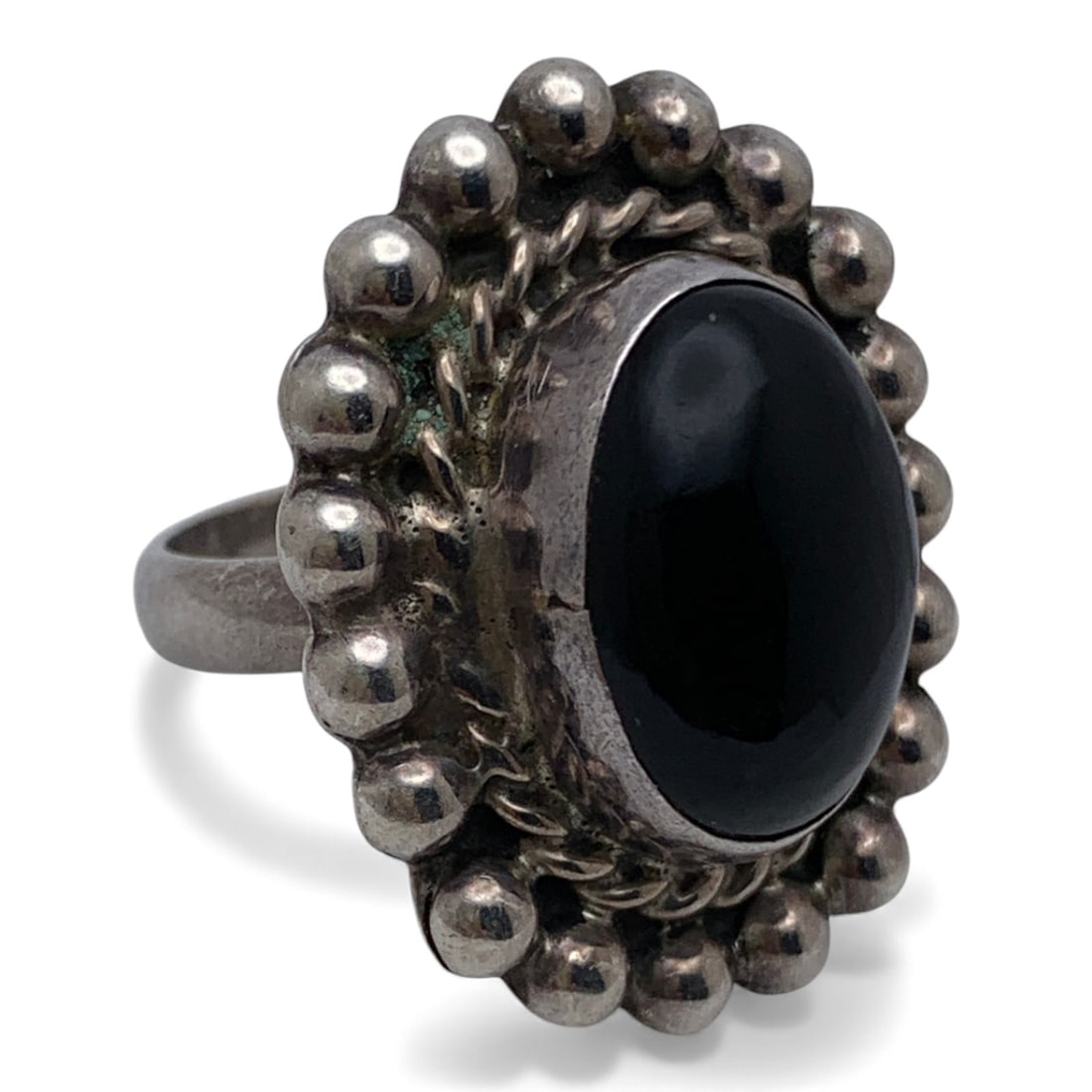 Mexico Sterling Silver Ring With Black Stone (1 of 3)