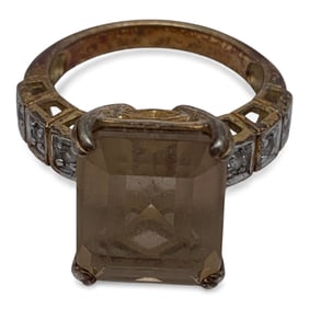 Sterling Gold Tone Ring With Stones