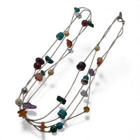 Sterling Silver Necklace With Hard Stones