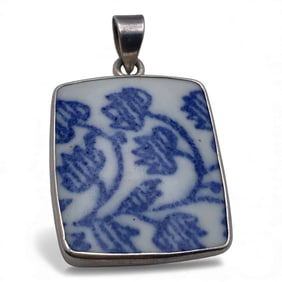 Sterling Silver & Porcelain Pendant
