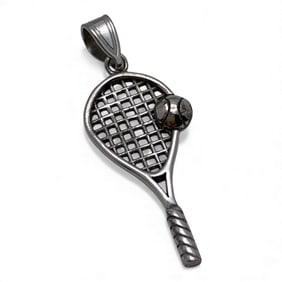 Sterling Silver Tennis Racket Pendant