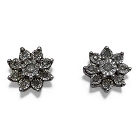 Sterling Silver & Diamond Earrings