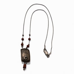 Sterling Silver & Goldstone Pendant Necklace