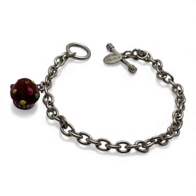 Sterling Bracelet With Enameled Charm