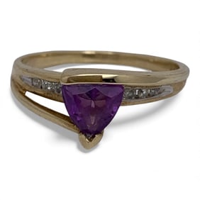 10k Yellow Gold Diamond & Amethyst Ring