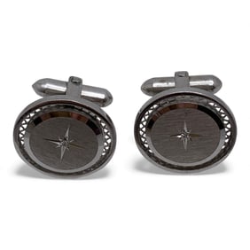 Pair Of Sterling Silver & Diamond Cuff Links