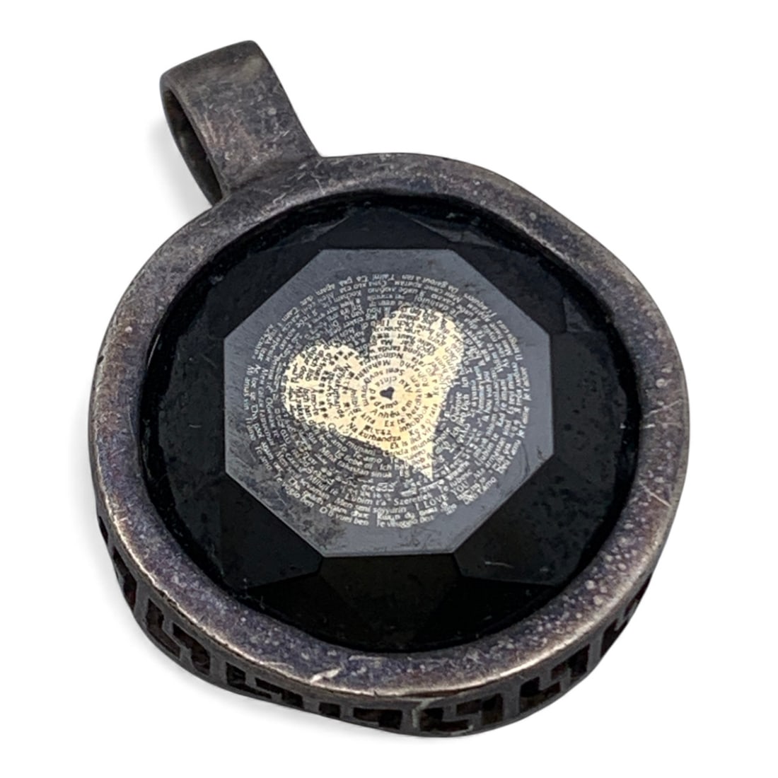 Sterling Silver & Black Stone Pendant: Marked 925 - 1" Long - 6.8 Grams