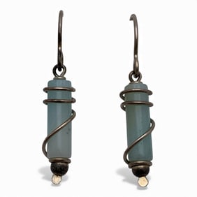 Pair Of Sterling & Blue Stone Earrings