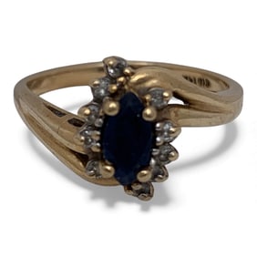 14k Yellow Gold Diamond & Topaz Ring