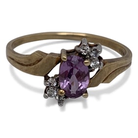 10k Gold, Purple Topaz & Cubic Zirconia Ring