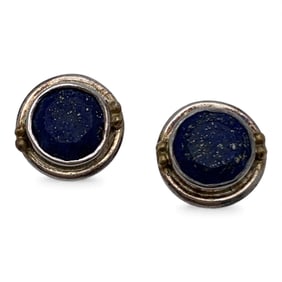 Pair Of Sterling Silver & Lapis Earrings