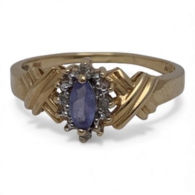 14k Yellow Gold Diamond & Tanzanite Ring