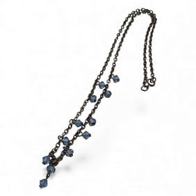 Sterling Silver Necklace With Blue Stones