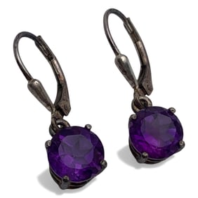 Sterling Silver & Purple Stone Earrings