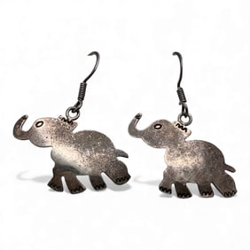 Pair Of Sterling Silver Elephant Earrings