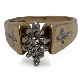 10k Yellow Gold & Diamond Cluster Ring