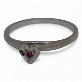 14k Gold Heart Ring With Pink Stone