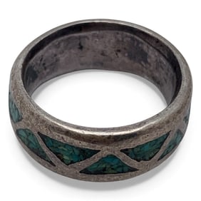 Silver Ring With Green Stones