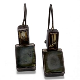 Pair Of Sterling Silver Earrings With Stones