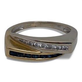 14k Gold Champagne Diamond & Sapphire Ring