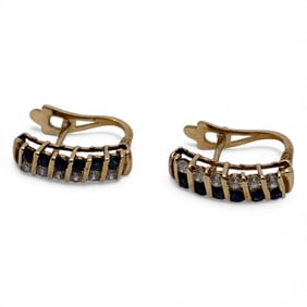 Pair Of 14k Gold, Clear Stone & Topaz Earrings