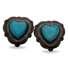 Pair Of Sterling Silver & Blue Stone Earrings