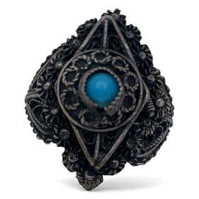 Silver Ring With Blue Stone