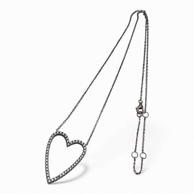 Sterling Heart Necklace W Clear Stones