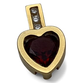 14k Gold, Garnet & Diamond Pendant