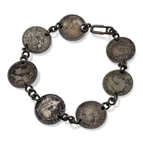 Silver Bracelet With Foreign Coins