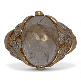 10k Yellow Gold Diamond & Clear Stone Ring