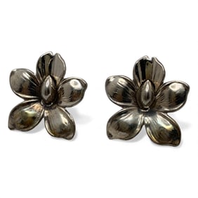 Sterling Screw Back Flower Earrings