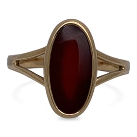 14k Yellow Gold & Red Stone Ring