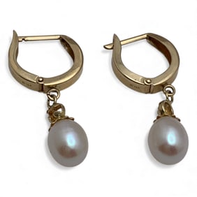 14k Gold And Pearl Earrings